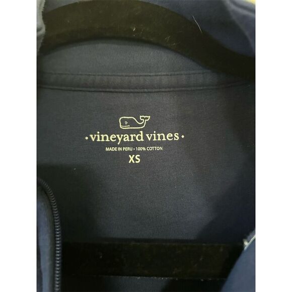 Vineyard Vines Women's Blue 1/4 Zip Pullover XS Striped Shoulder - Picture 3 of 9